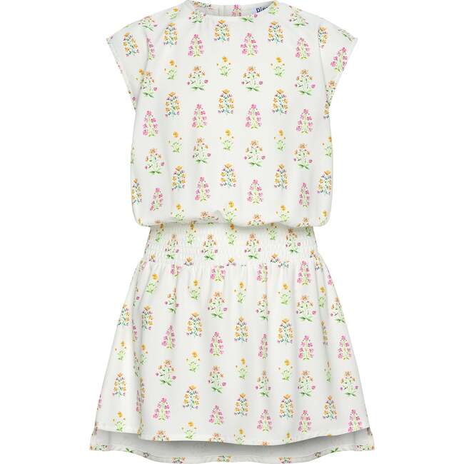 Josie Dress, White Floral Block Print