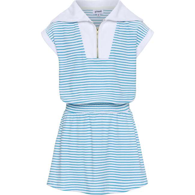 Wynne Dress, Turq/White