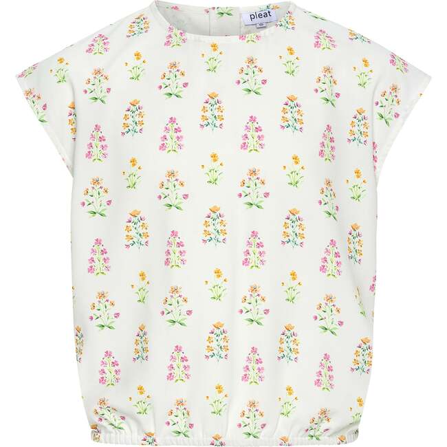 Emma Top, White Floral Block Print