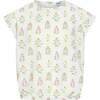 Emma Top, White Floral Block Print - Blouses - 1 - thumbnail
