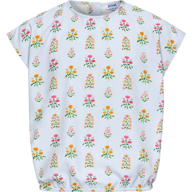 Emma Top, Blue Floral Block Print