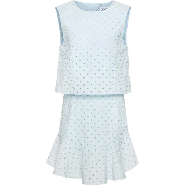 Cleo Dress, Light Aqua Eyelet