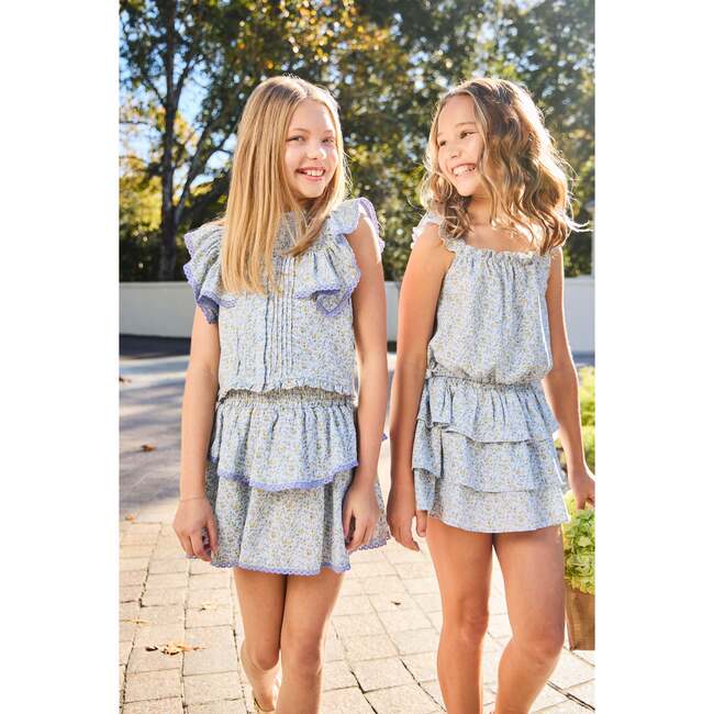 Talia Top, Blue Ditsy