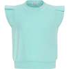 Olivia Top, Turquoise - Blouses - 1 - thumbnail