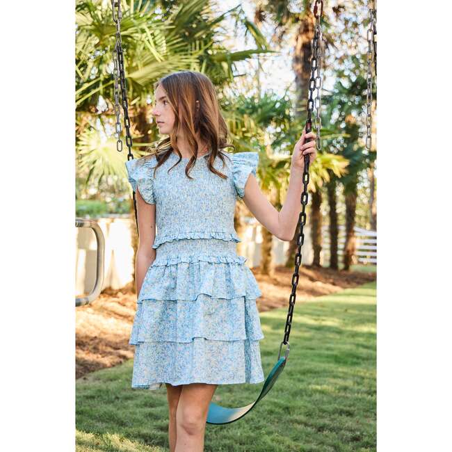 Claire Dress, Aqua Floral