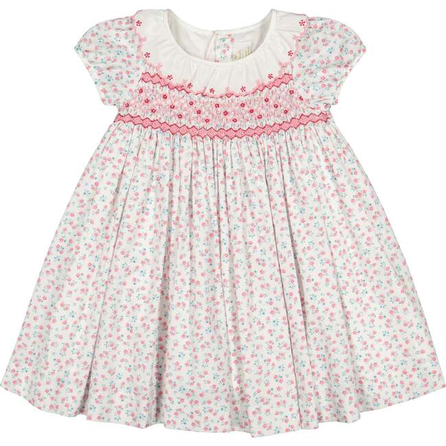 Isadora Floral Pink Short Puff Empire Dress