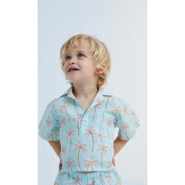 Baby Palm Springs All-Over Print Polo Shirt, Light Blue - Shirts - 3