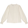 Women's Venus Lace Front Puff Sleeve Blouse, Vanilla Cream - Blouses - 2 - thumbnail