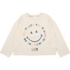 Happy Place Round Neck Long Sleeve T-Shirt, Vanilla Cream - T-Shirts - 1 - thumbnail