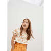 Fiorella Floral Print Square Neck Puff Sleeve Blouse, Orange - Blouses - 2