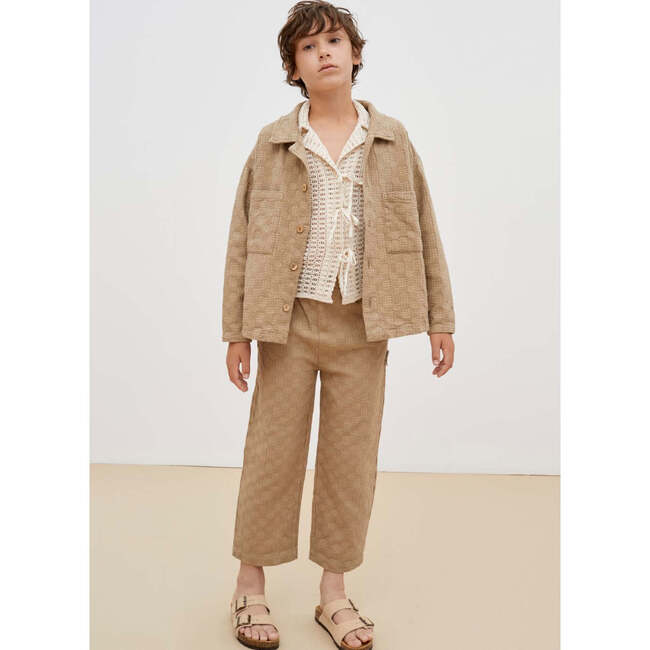 Lia Knit 3-Herringbone Strap Closure Short Sleeve Shirt, Cream - Shirts - 3