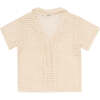 Lia Knit 3-Herringbone Strap Closure Short Sleeve Shirt, Cream - Shirts - 4 - thumbnail