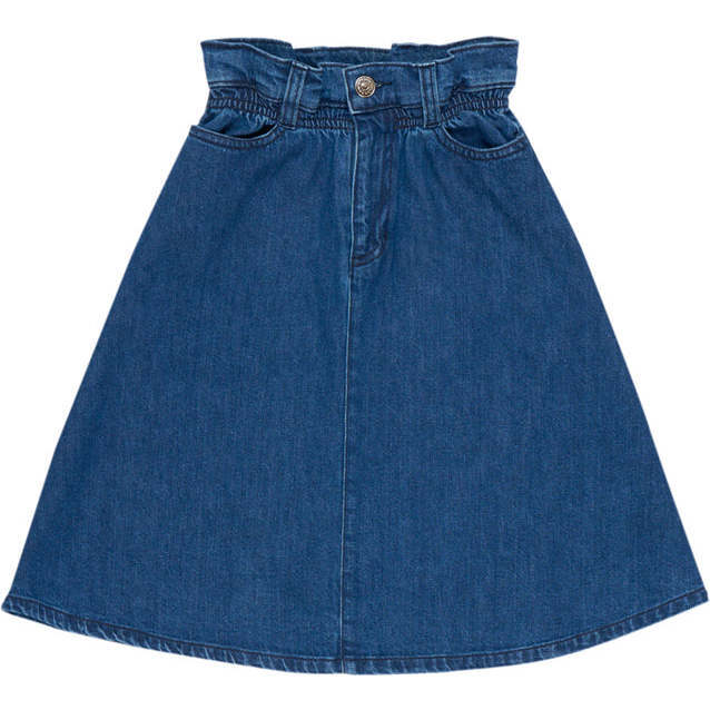 Allegria Special A-Line High Waist Long Denim Skirt, Blue - Shorts - 1
