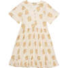 Loretta Floral Print V-Neck Short Raglan Sleeve Dress, Beige - Dresses - 1 - thumbnail
