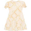 Idara Floral Print Round Neck Short Puff Sleeve Dress, Cream - Dresses - 1 - thumbnail