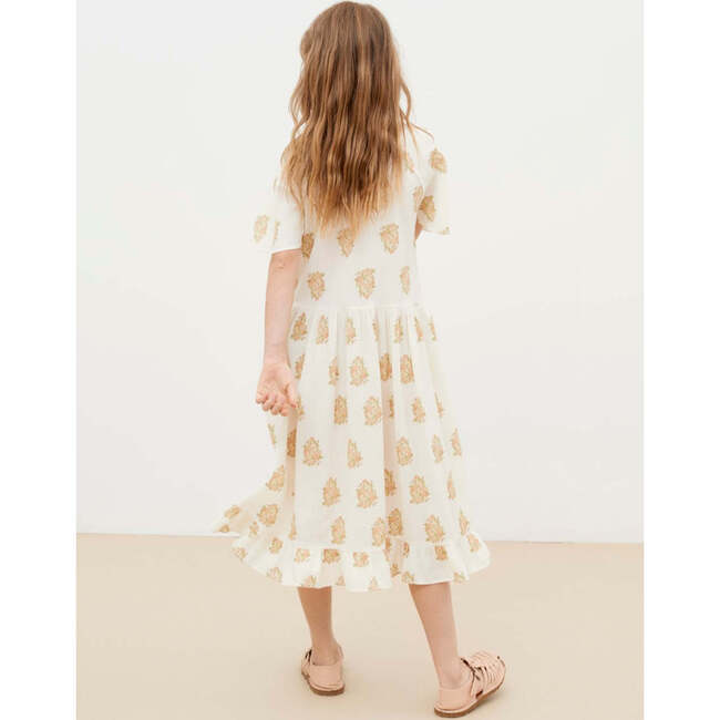 Loretta Floral Print V-Neck Short Raglan Sleeve Dress, Beige - Dresses - 3