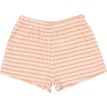 Baby Petra Gingham Elastic Waist Short, Pink - Shorts - 1