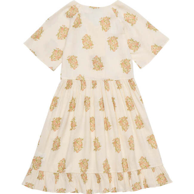 Loretta Floral Print V-Neck Short Raglan Sleeve Dress, Beige - Dresses - 4