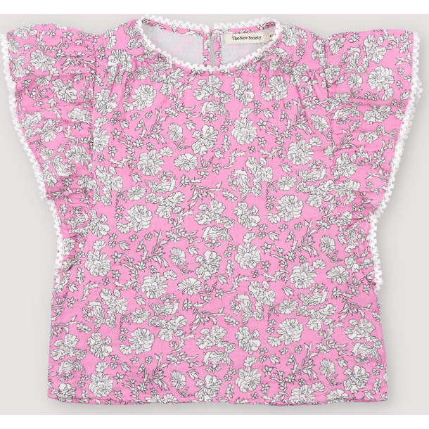 Melina Blouse Peony Hibiscus Print Pink - Blouses - 1