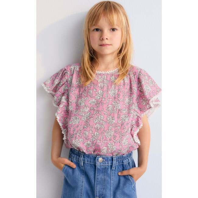 Melina Blouse Peony Hibiscus Print Pink - Blouses - 2