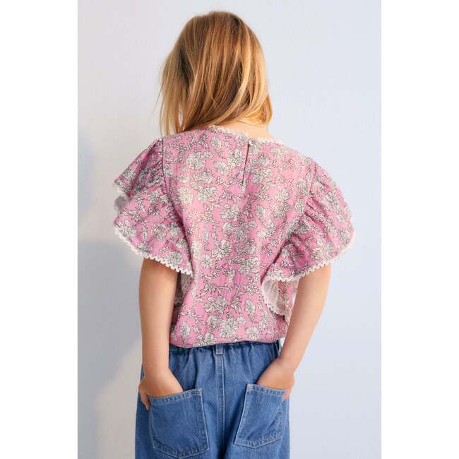 Melina Blouse Peony Hibiscus Print Pink - Blouses - 3