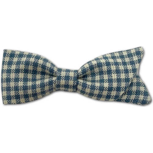Petal Bow, Tiny Blue Check - Hair Accessories - 1