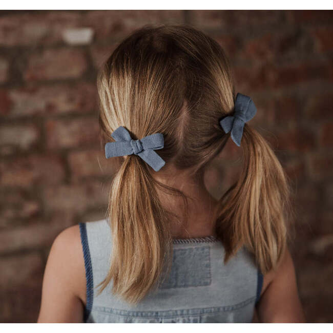 Skinny Ribbon Pigtail Bows, Blue