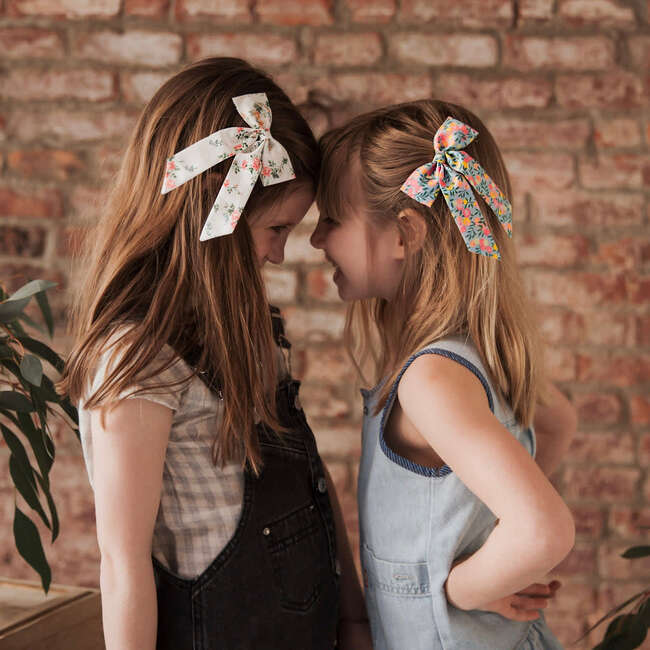 Classic Liberty of London Alligator Clip Long Tail Bow, Coral Floral - Hair Accessories - 2