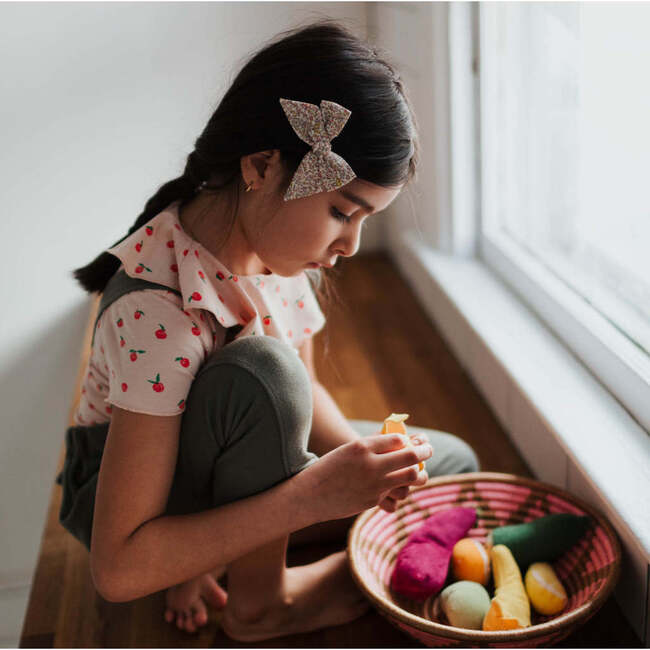 Liberty of London Baby Tied Alligator Clip Bow, Coral Floral - Hair Accessories - 4