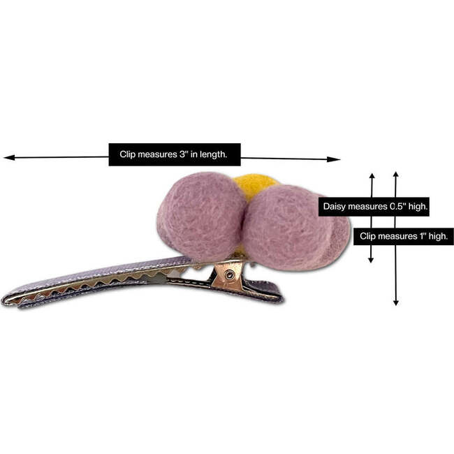 Daisy Ribbon Lined Bar Clip Trio Set, Peach, White And Green - Hair Accessories - 3