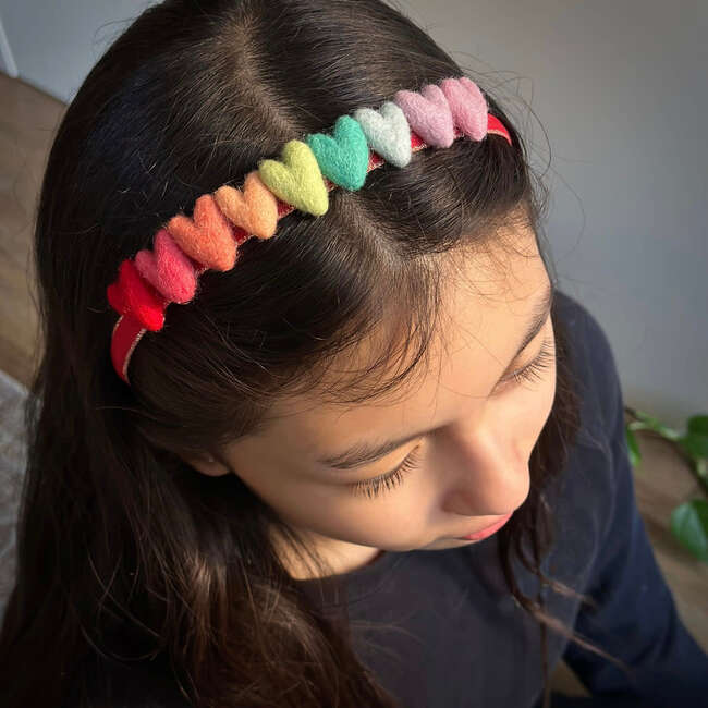 Rainbow Hearts Headband, Red