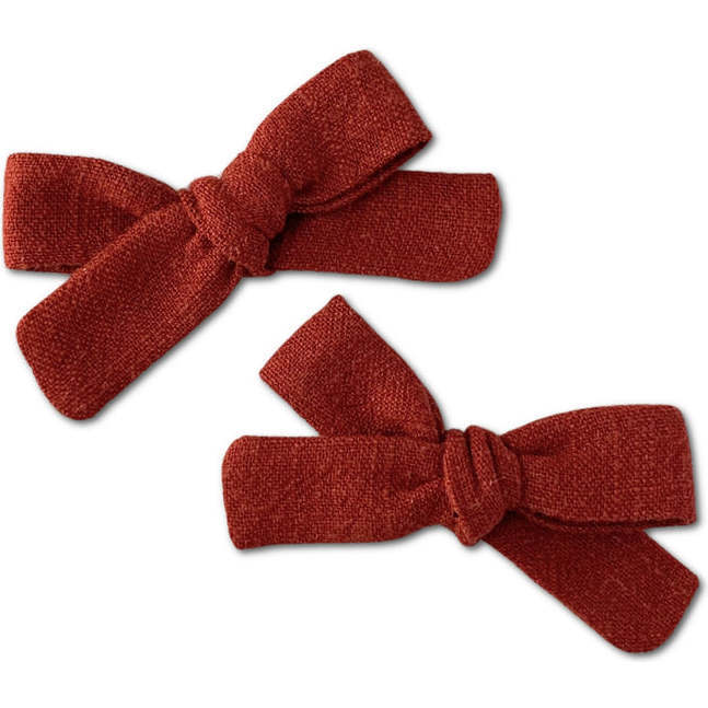 Skinny Ribbon Pigtail Bows, Cinnamon