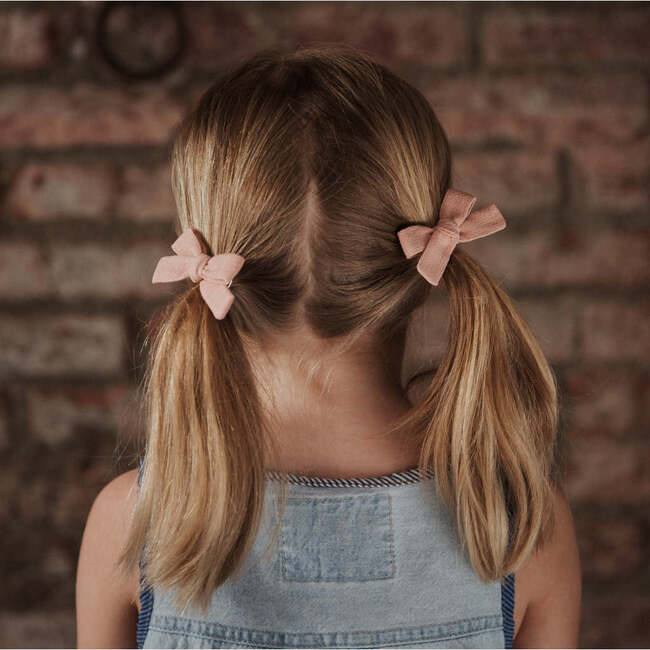 Skinny Ribbon Pigtail Bows, Rose
