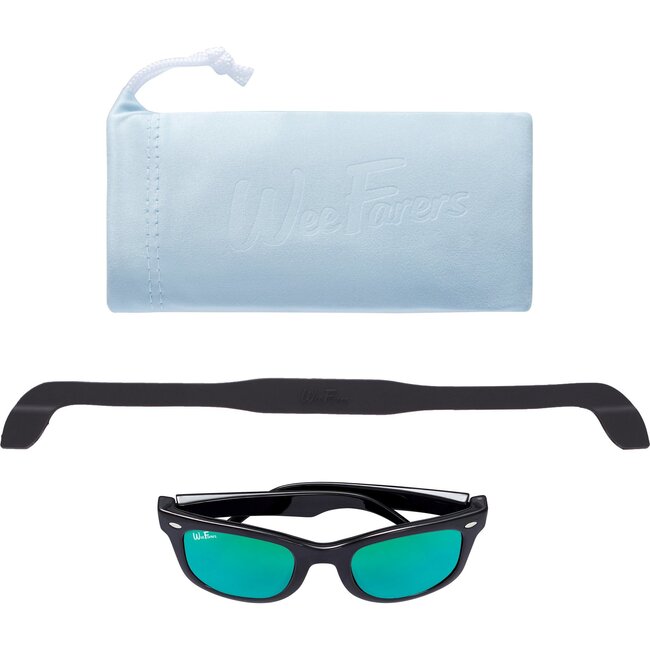 WeeFarers® Polarized Sunglasses, Black with Sea Green