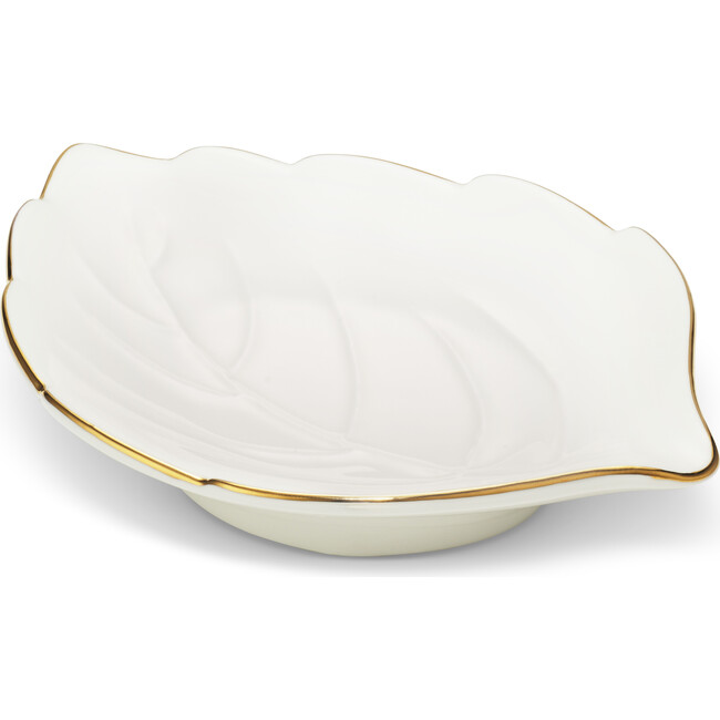 Leaf Dish With Gold Rim, Cream