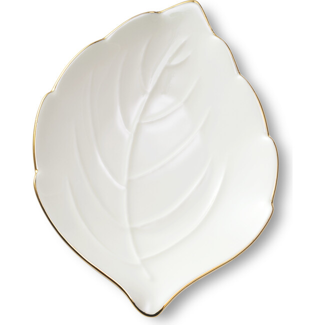 Leaf Dish With Gold Rim, Cream