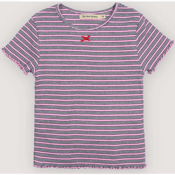 TNS Rib Tee Pink Lavander Mini Stripes