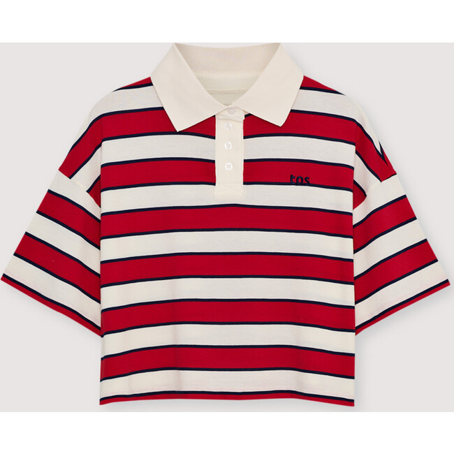 Acacia Woman Polo Tulip Red & Midnight Stripes