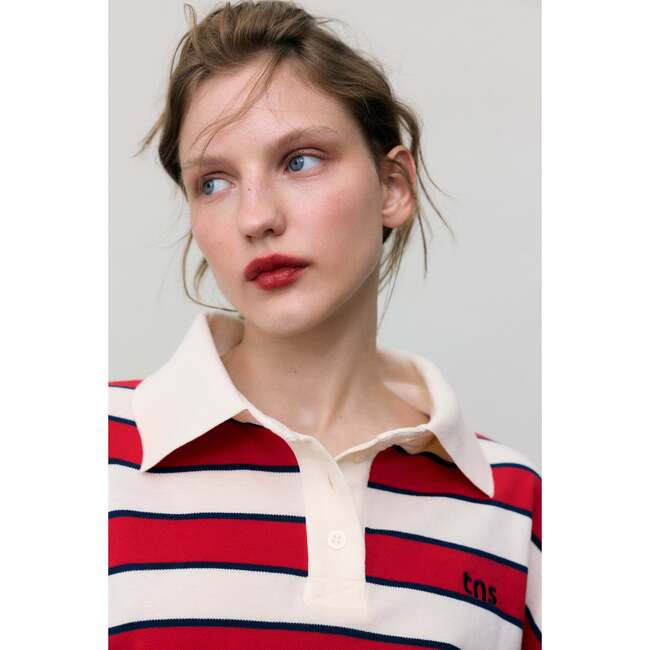 Acacia Woman Polo Tulip Red & Midnight Stripes - Polo Shirts - 3