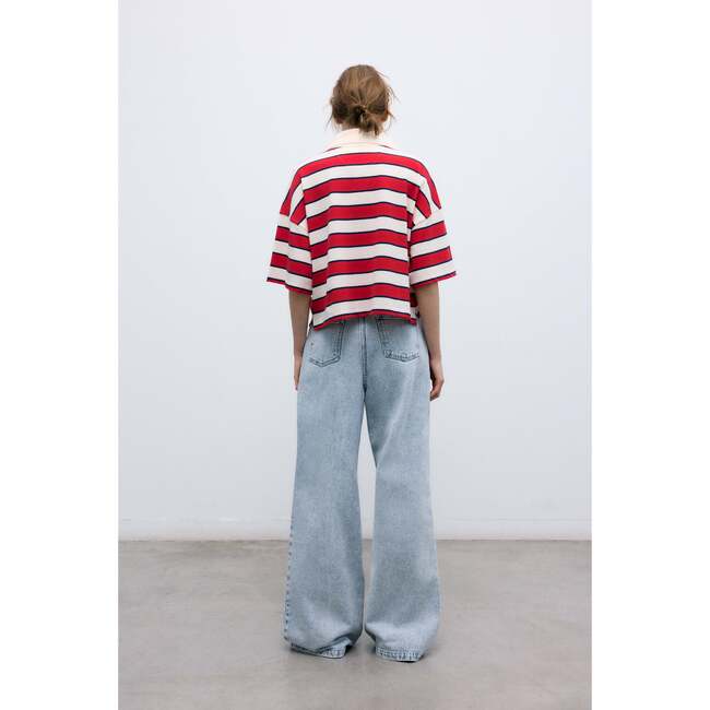 Acacia Woman Polo Tulip Red & Midnight Stripes - Polo Shirts - 4