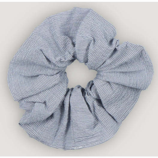 Cloe Woman Big Scrunchie Summer Midnight Pinstripes