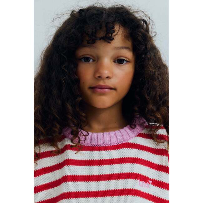 Marigold Jumper Tulip Red & Pink Lavander Stripes - Sweaters - 3