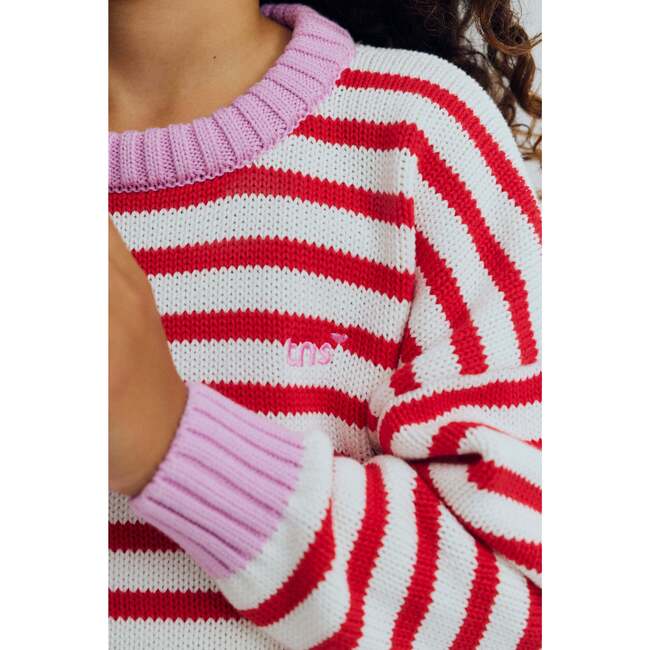 Marigold Jumper Tulip Red & Pink Lavander Stripes - Sweaters - 4