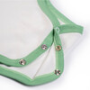 Long Sleeve Bodysuit, White with Grass Green - Onesies - 3