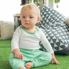 Long Sleeve Bodysuit, White with Grass Green - Onesies - 4
