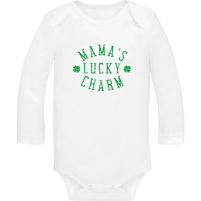 Mama's Lucky Charm Baby Bodysuit, White