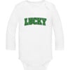 Personalized Varsity Shamrock Baby Bodysuit, White - Onesies - 3 - thumbnail