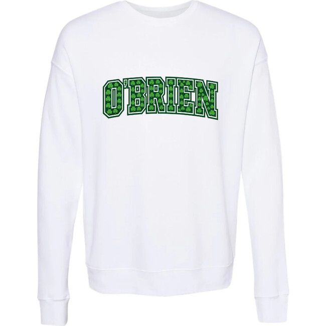 Personalized Varsity Shamrock Print Sweatshirt, White - Sweatshirts - 4