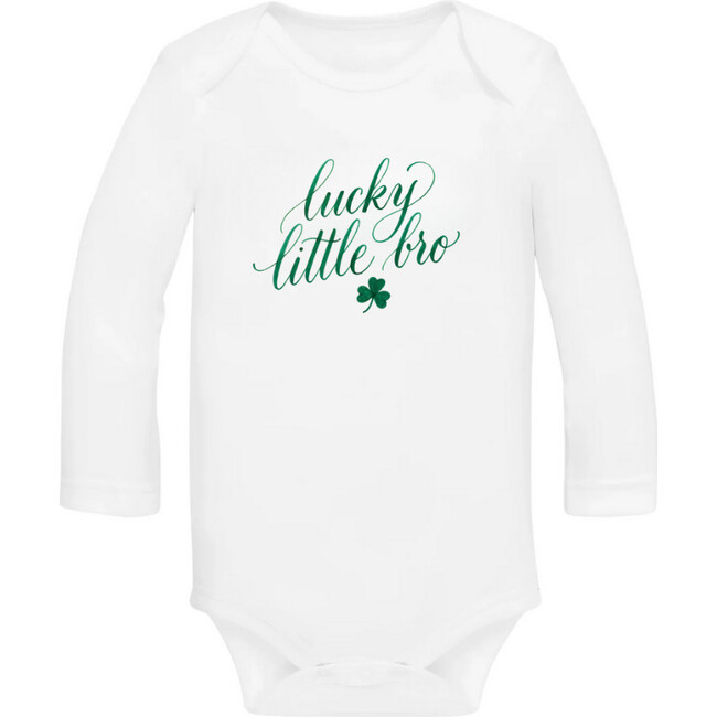 Lucky Little Bro Baby Bodysuit, White