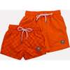 Neon Orange Checker Swim Trunks - Swim Trunks - 1 - thumbnail